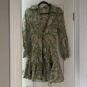 Zara long sleeve mini button dress paisley print